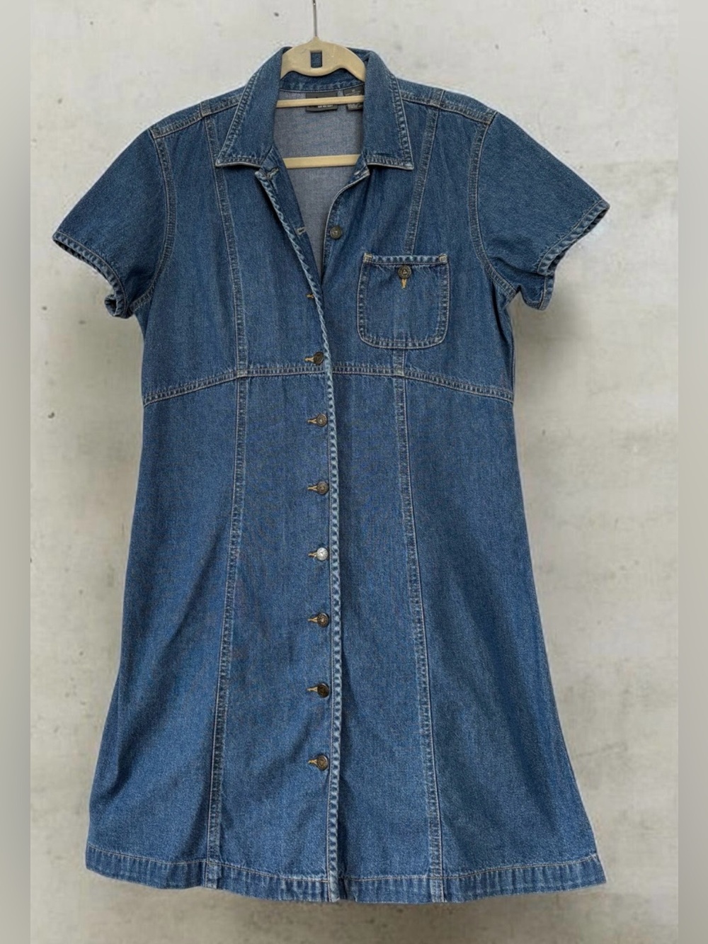Liz Claiborne Classic Button-Front Cotton Denim Midi Dress Size 10